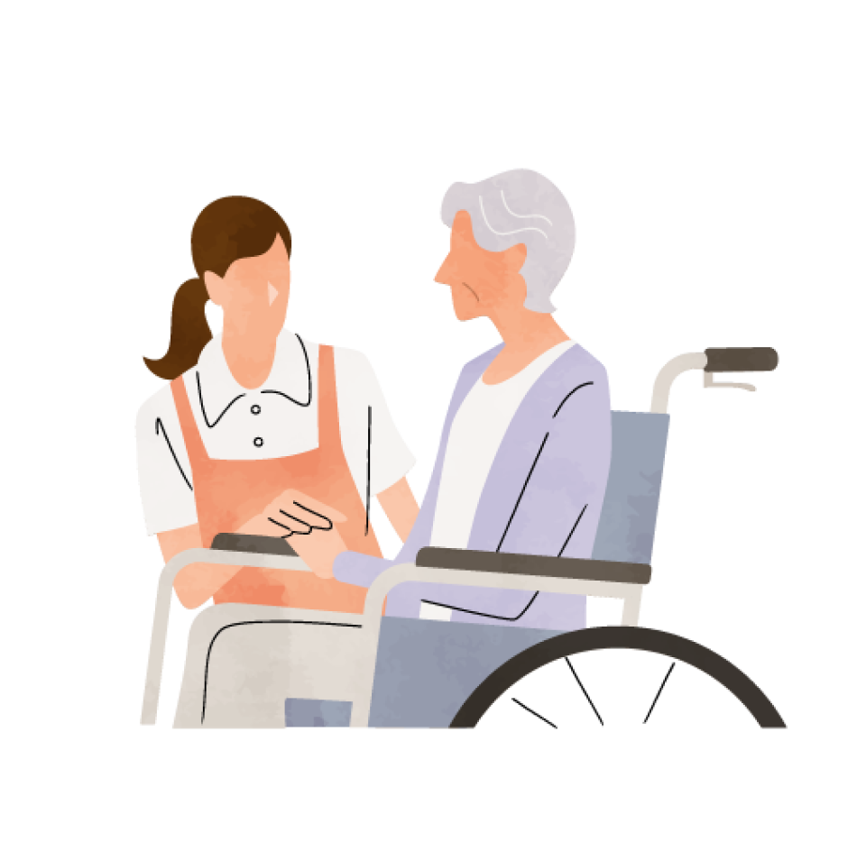 Vector image of an employee assisting a walking client